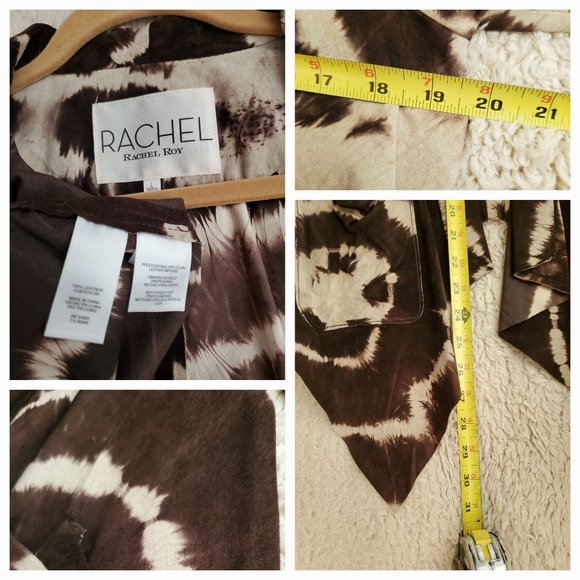 RACHEL Rachel Roy Brown Tie-Dye Suede Drape Front Jacket Size L - Picture 3 of 3